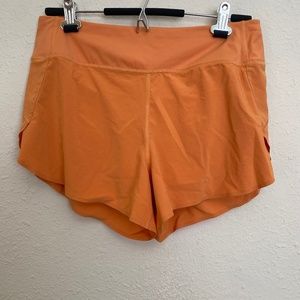 ATHLETA Orange Run With It Shorts 3.5" Inseam Liner Back Zip size M
